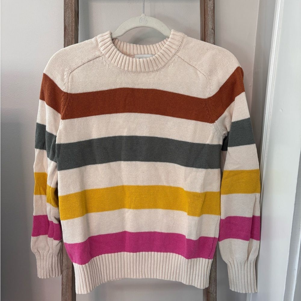 Wool Blend Striped Crew Neck Sweater